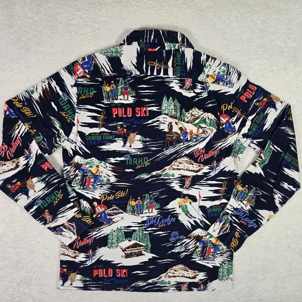 Polo Ralph Lauren Mens Small Corduroy 1967‎ Ski Christmas Shirt Hi Tech Snow S